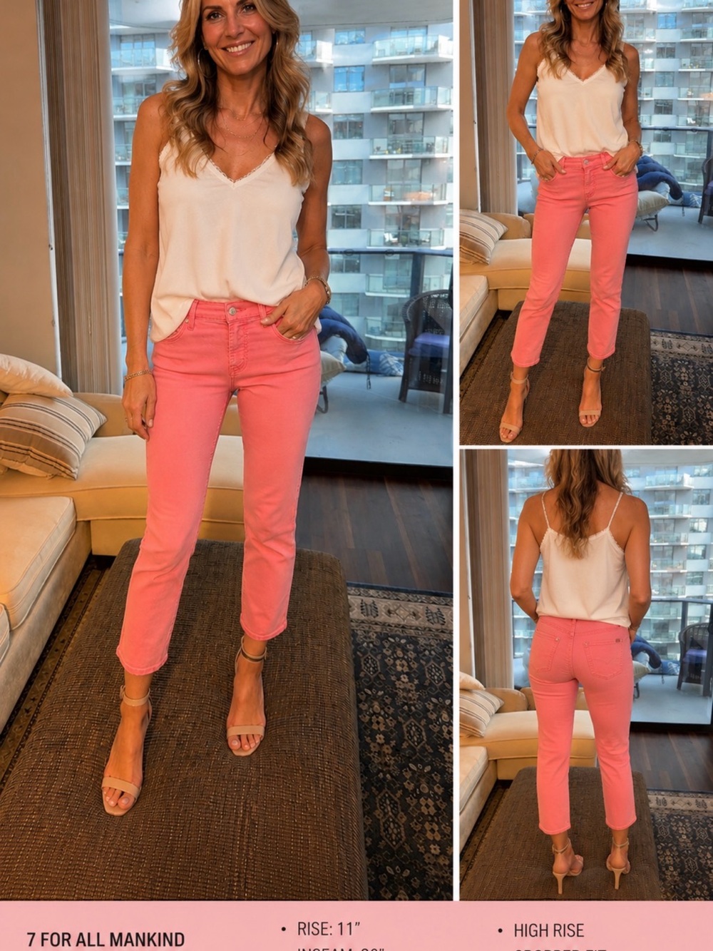 7 For All Mankind Pink Straight-Leg Jeans